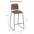Gunmetal & Cocoa Brown Faux Leather Bar/Counter Stool, Seats 1