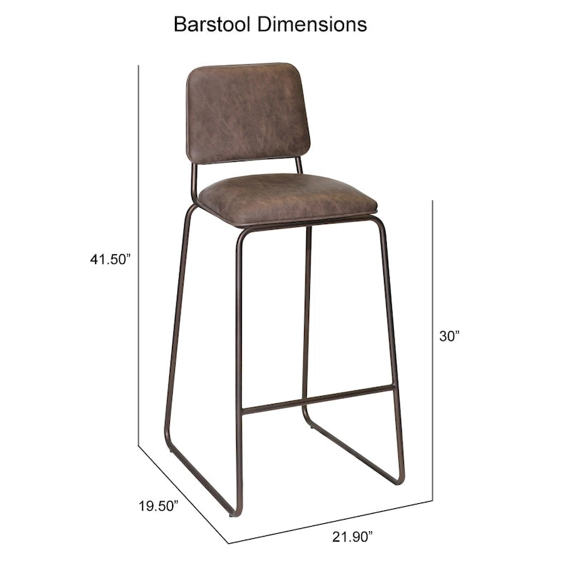 Gunmetal & Cocoa Brown Faux Leather Bar/Counter Stool, Seats 1