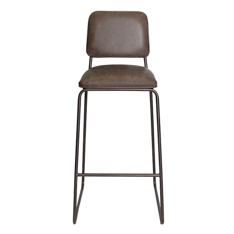 Gunmetal & Cocoa Brown Faux Leather Bar/Counter Stool, Seats 1