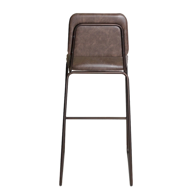 Gunmetal & Cocoa Brown Faux Leather Bar/Counter Stool, Seats 1