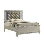 New Classic Furniture Deirde Gray And Sliver Bed with Tufted Headboard