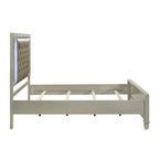 Gray & Silver LED Button-Tufted Upholstered Bed, For 1–2, King/Cal King/Queen