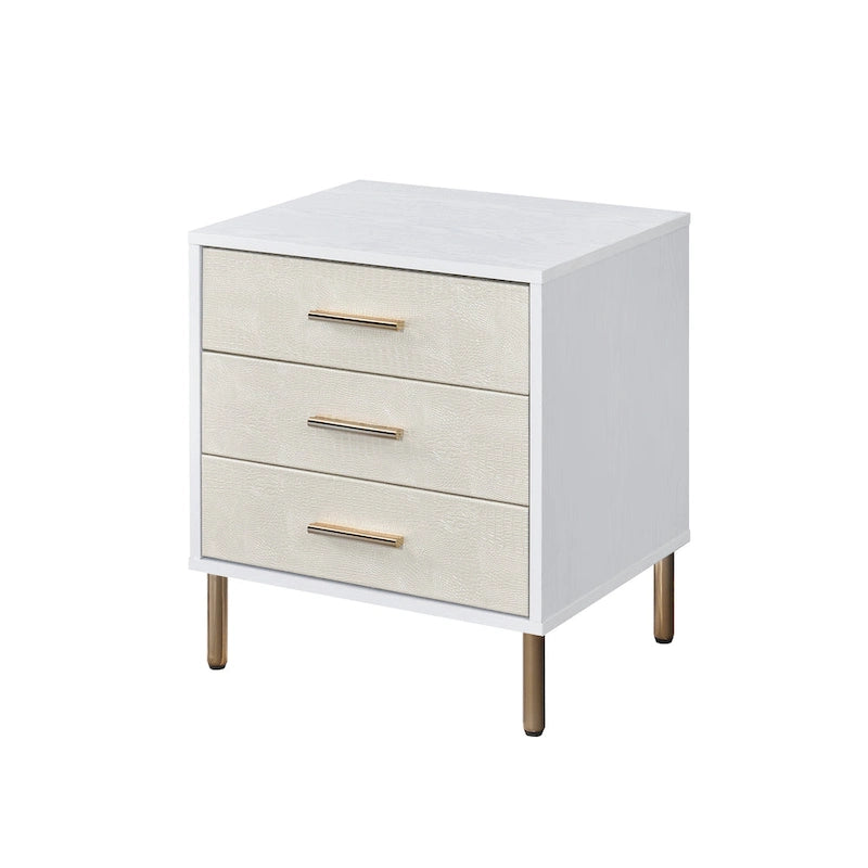 Silver & Gold Finish 3-Drawer Nightstand for 1