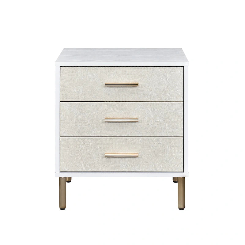 Silver & Gold Finish 3-Drawer Nightstand for 1