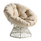 Cream / Dark Grey / Red / Black / Light Blue Round Swivel Papasan Chair, Single Seat
