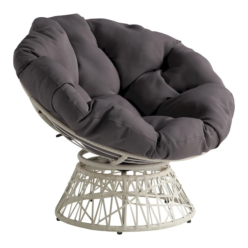 Cream / Dark Grey / Red / Black / Light Blue Round Swivel Papasan Chair, Single Seat
