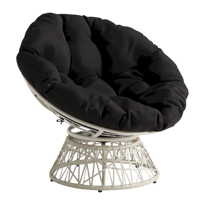 Cream / Dark Grey / Red / Black / Light Blue Round Swivel Papasan Chair, Single Seat