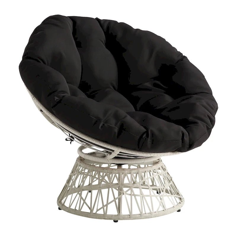 Cream / Dark Grey / Red / Black / Light Blue Round Swivel Papasan Chair, Single Seat
