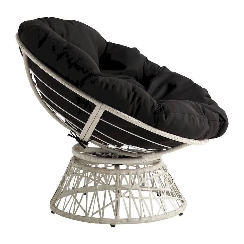 Cream / Dark Grey / Red / Black / Light Blue Round Swivel Papasan Chair, Single Seat
