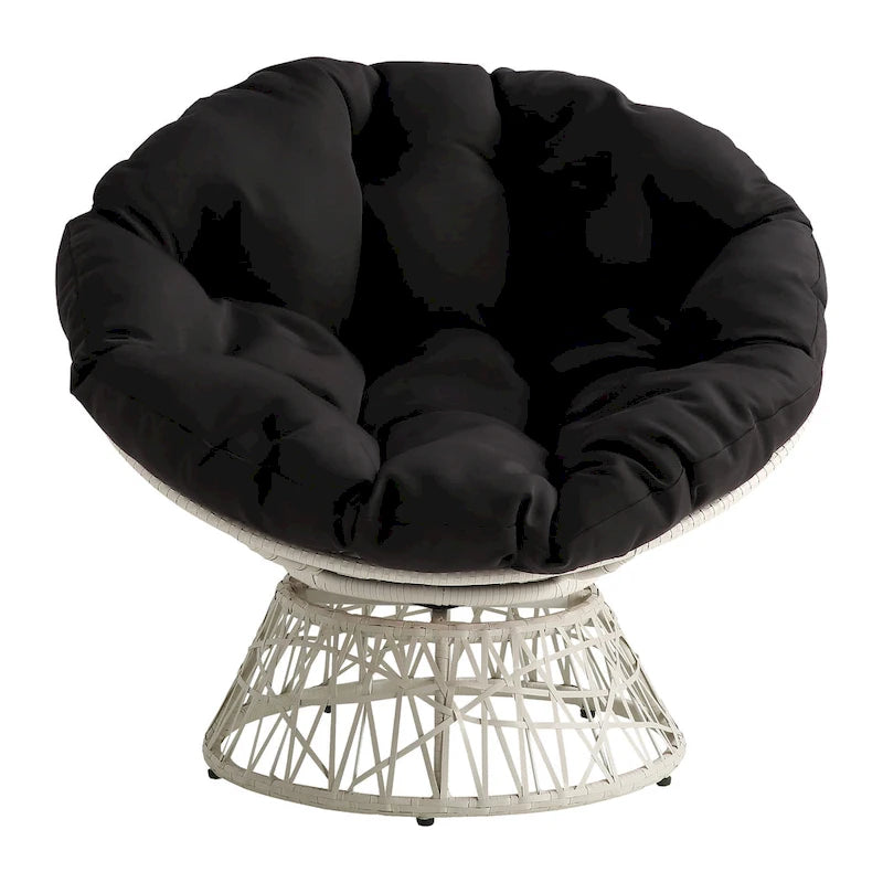 Cream / Dark Grey / Red / Black / Light Blue Round Swivel Papasan Chair, Single Seat