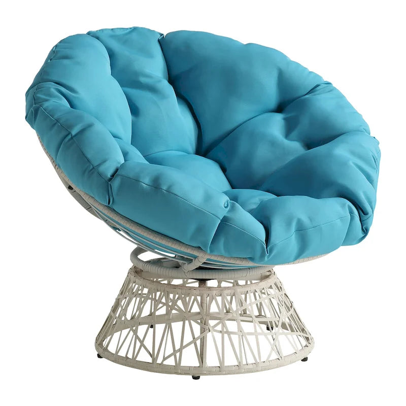 Cream / Dark Grey / Red / Black / Light Blue Round Swivel Papasan Chair, Single Seat
