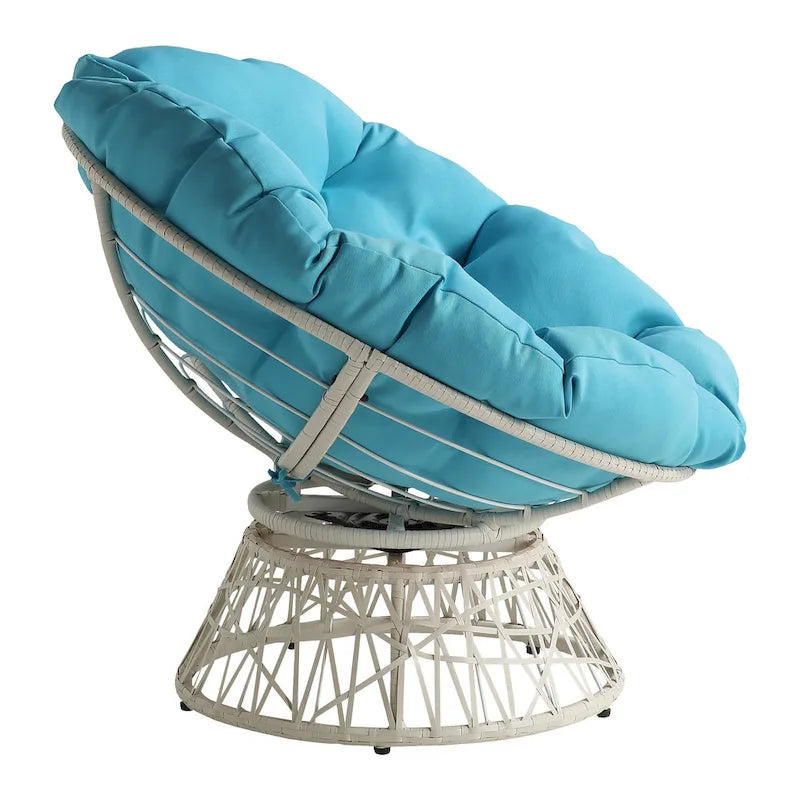 Cream / Dark Grey / Red / Black / Light Blue Round Swivel Papasan Chair, Single Seat