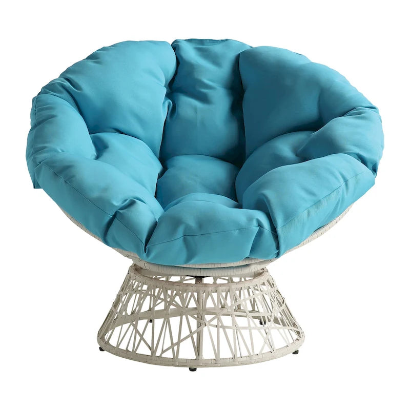 Cream / Dark Grey / Red / Black / Light Blue Round Swivel Papasan Chair, Single Seat