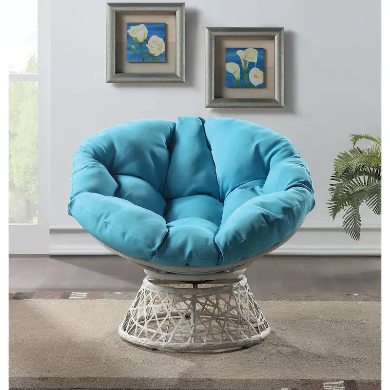 Cream / Dark Grey / Red / Black / Light Blue Round Swivel Papasan Chair, Single Seat