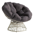 Cream / Dark Grey / Red / Black / Light Blue Round Swivel Papasan Chair, Single Seat