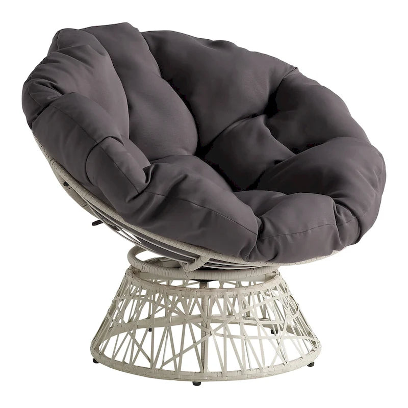 Cream / Dark Grey / Red / Black / Light Blue Round Swivel Papasan Chair, Single Seat