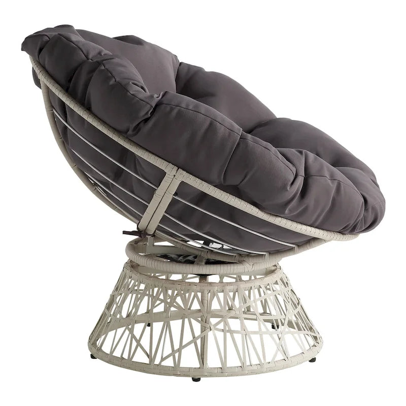 Cream / Dark Grey / Red / Black / Light Blue Round Swivel Papasan Chair, Single Seat