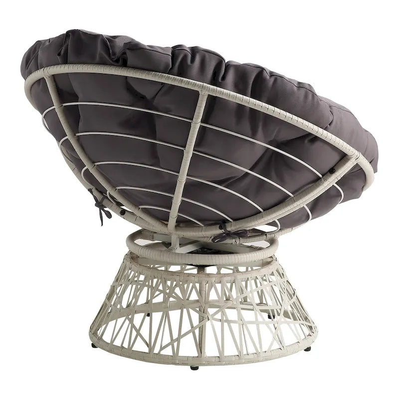 Cream / Dark Grey / Red / Black / Light Blue Round Swivel Papasan Chair, Single Seat