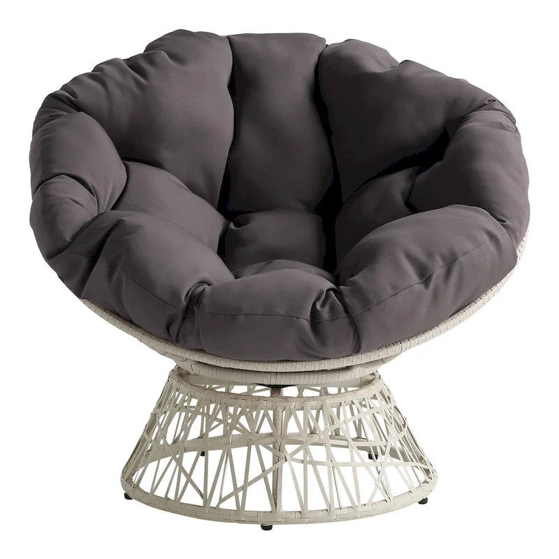 Cream / Dark Grey / Red / Black / Light Blue Round Swivel Papasan Chair, Single Seat