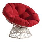 Cream / Dark Grey / Red / Black / Light Blue Round Swivel Papasan Chair, Single Seat