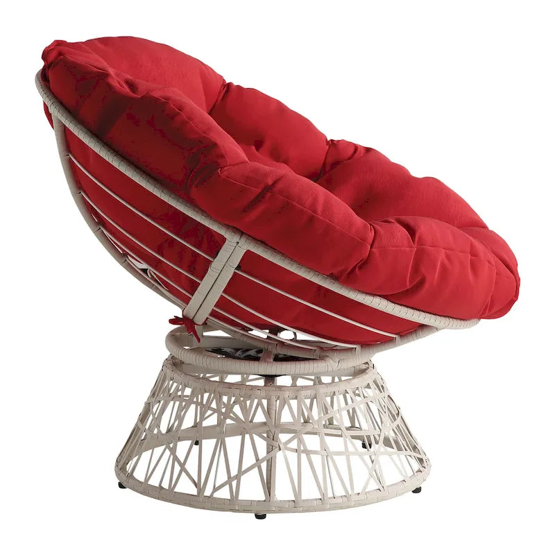 Cream / Dark Grey / Red / Black / Light Blue Round Swivel Papasan Chair, Single Seat