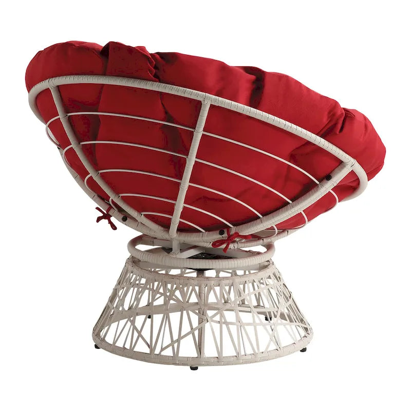 Cream / Dark Grey / Red / Black / Light Blue Round Swivel Papasan Chair, Single Seat