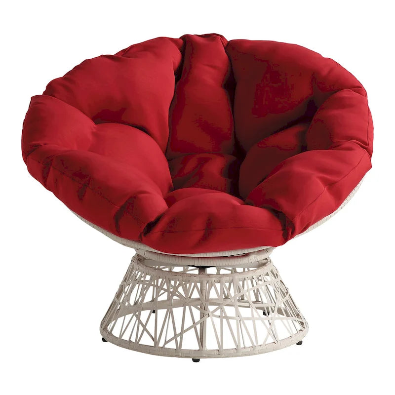 Cream / Dark Grey / Red / Black / Light Blue Round Swivel Papasan Chair, Single Seat