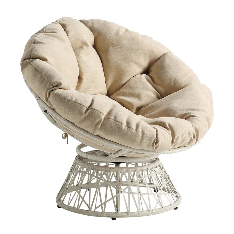 Cream / Dark Grey / Red / Black / Light Blue Round Swivel Papasan Chair, Single Seat