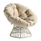 Cream / Dark Grey / Red / Black / Light Blue Round Swivel Papasan Chair, Single Seat