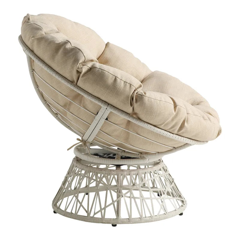 Cream / Dark Grey / Red / Black / Light Blue Round Swivel Papasan Chair, Single Seat