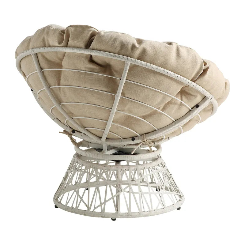 Cream / Dark Grey / Red / Black / Light Blue Round Swivel Papasan Chair, Single Seat