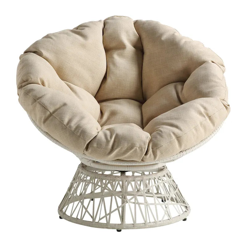 Cream / Dark Grey / Red / Black / Light Blue Round Swivel Papasan Chair, Single Seat