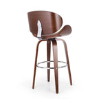 Walnut Upholstered Swivel Barstool, Mid-Century Modern, 1-Person