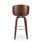 Walnut Upholstered Swivel Barstool, Mid-Century Modern, 1-Person