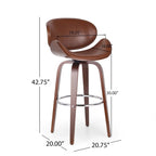 Walnut Upholstered Swivel Barstool, Mid-Century Modern, 1-Person