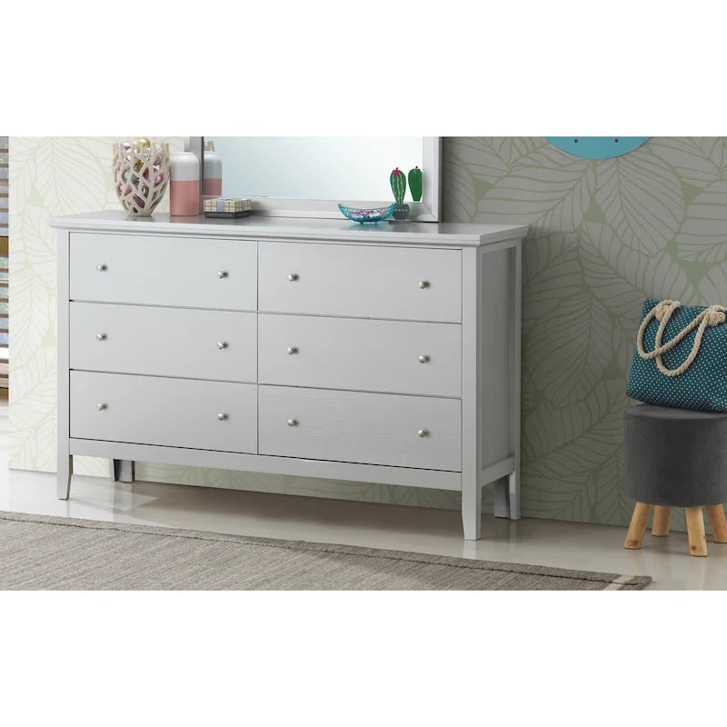 Cherry / White / Silver / Black 6-Drawer Assembled Dresser, 1-Person
