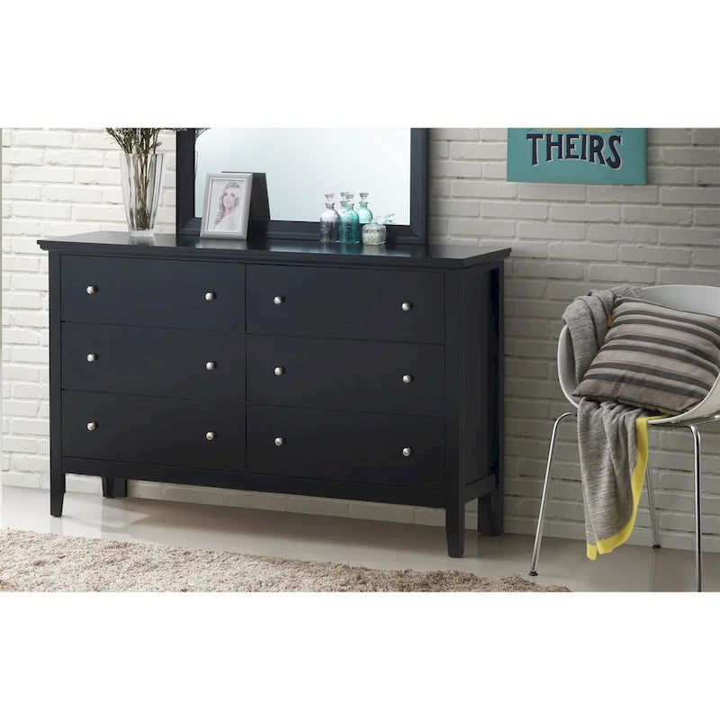 Cherry / White / Silver / Black 6-Drawer Assembled Dresser, 1-Person