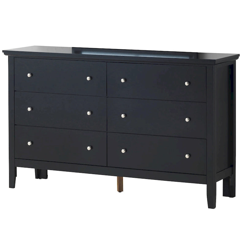 Cherry / White / Silver / Black 6-Drawer Assembled Dresser, 1-Person