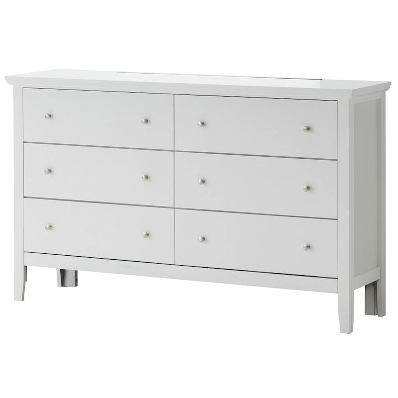 Cherry / White / Silver / Black 6-Drawer Assembled Dresser, 1-Person