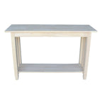 Unfinished Wood Console Table, Single Shelf, 1-2 Person