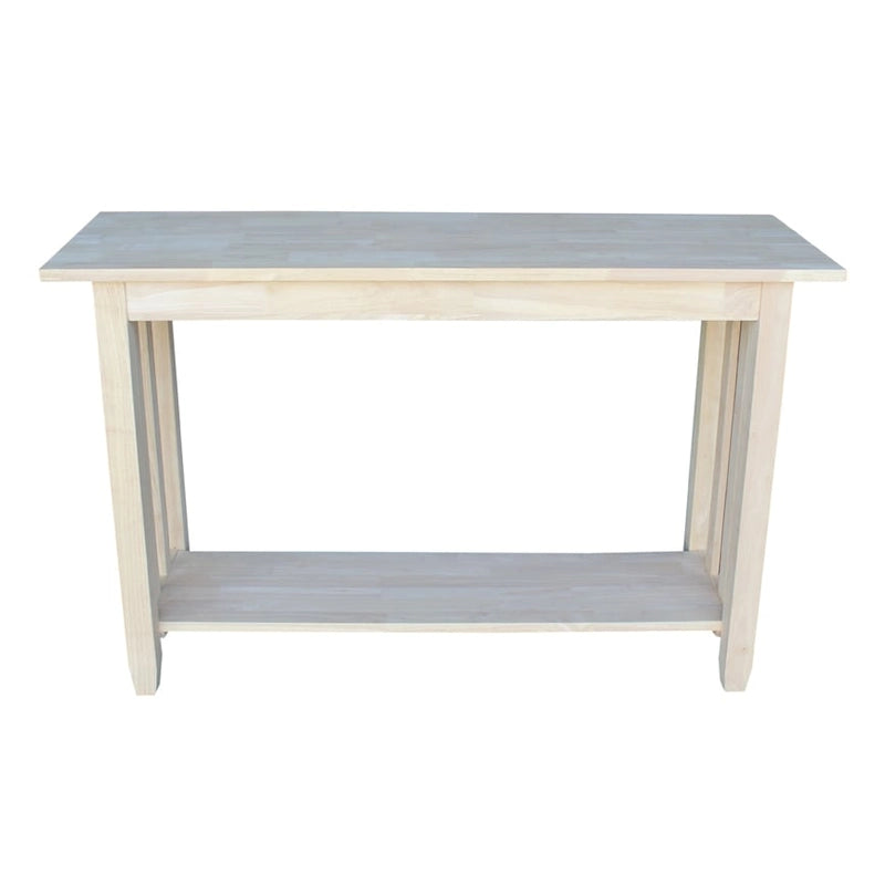 Unfinished Wood Console Table, Single Shelf, 1-2 Person