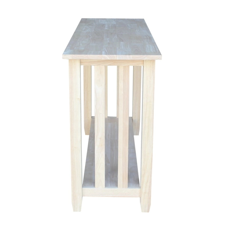 Unfinished Wood Console Table, Single Shelf, 1-2 Person
