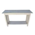Unfinished Wood Console Table, Single Shelf, 1-2 Person