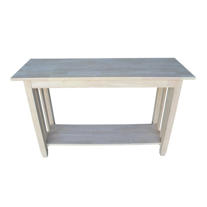 Unfinished Wood Console Table, Single Shelf, 1-2 Person