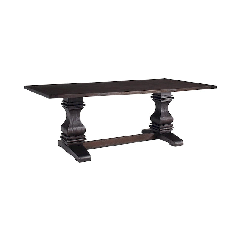 Rustic Espresso Rectangular Trestle Dining Table, Seats 6