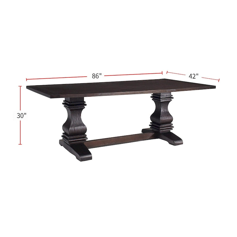 Rustic Espresso Rectangular Trestle Dining Table, Seats 6