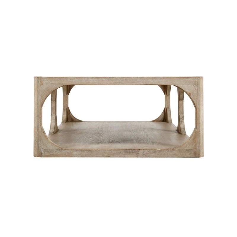 Reclaimed Wood Ming-Style Coffee Table, Small 55", Weathered White Wash