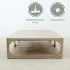 Reclaimed Wood Ming-Style Coffee Table, Small 55", Weathered White Wash