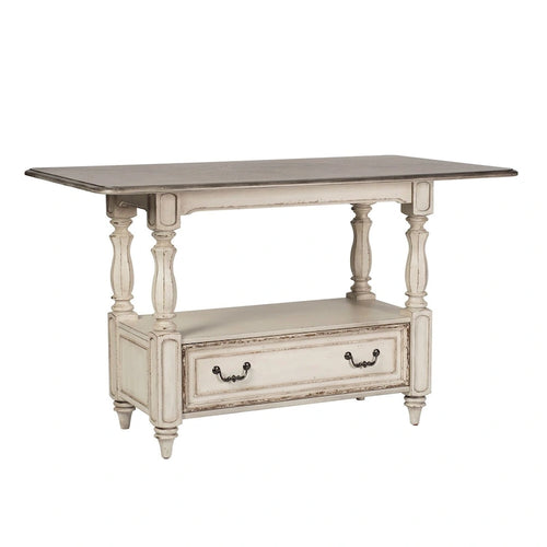 Antique White & Weathered Bark Counter-Height Gathering Table, Seats 4–6