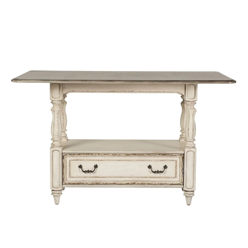 Antique White & Weathered Bark Counter-Height Gathering Table, Seats 4–6